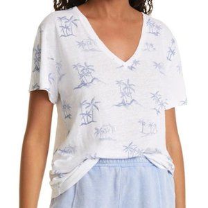 Rails' White V-Neck with Blue Palm Trees
